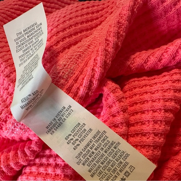 Aerie LumberJane Waffle Shirt Shacket Button Down Oversized in Coral Sun - Picture 14 of 14